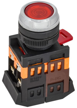 Кнопка ABLFS-22 d22мм 1з+1р 240В неон кр. IEK BBT30-ABLFS-K04