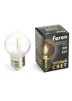 Лампа светодиодная Feron LB-383 Шарик прозрачный E27 2W 230V 2700K
