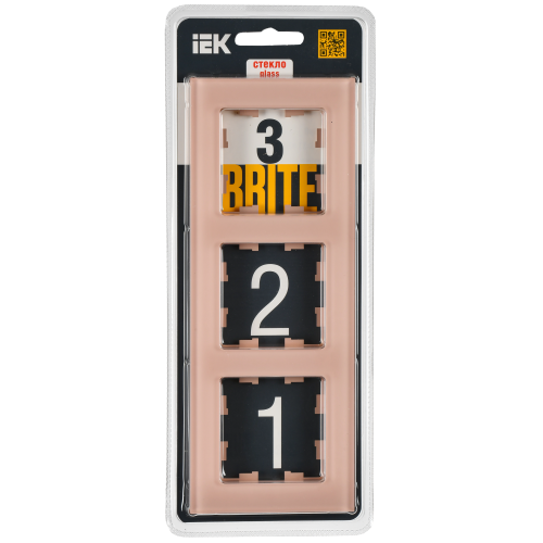 BRITE Рамка 3-местная РУ-3-2-БрП стекло персиковый матовый IEK BRITE Рамка 3-местная РУ-3-2-БрП стекло персиковый матовый IEK