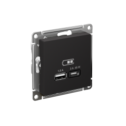 ATLASDESIGN USB РОЗЕТКА A + тип-C 45Вт высокоскор.заряд. QC, PD, механизм, КАРБОН