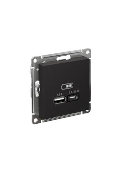 ATLASDESIGN USB РОЗЕТКА A + тип-C 45Вт высокоскор.заряд. QC, PD, механизм, КАРБОН