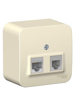 BLANCA О/У РОЗЕТКА двойная: комп.RJ45, кат.5E + телеф. RJ11, ИЗОЛ.ПЛ., МОЛОЧНЫЙ