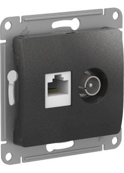 GLOSSA РОЗЕТКА двойная ТВ + компьютерная RJ45 кат. 5e, механизм, АНТРАЦИТ