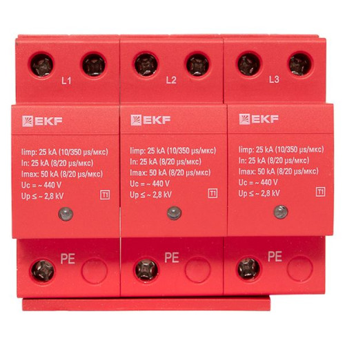УЗИП Класс 1 Iimp 25kA (10/350μs) 3P EKF