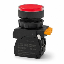Кнопка SB-27 плоская без фиксации c подсветкой 220V AC 1NC красная IP65