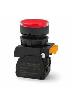 Кнопка SB-27 плоская без фиксации c подсветкой 220V AC 1NO красная IP65