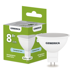 Лампа светодиодная MR16 софит 8Вт 230В 6500К GU5.3 GENERICA