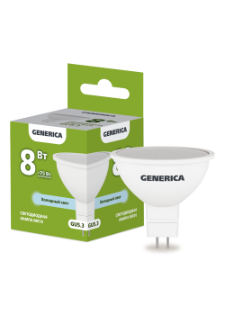 Лампа светодиодная MR16 софит 8Вт 230В 6500К GU5.3 GENERICA