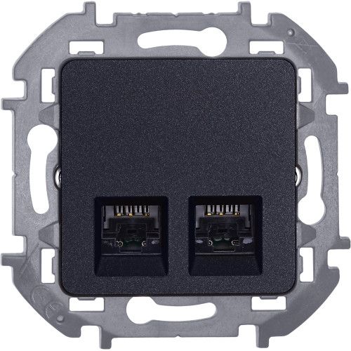 INSPIRIA Розетка компьютерная двойная RJ45 категория 5Е UTP антрацит