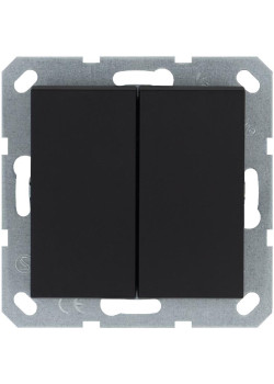 Кнопка 2-кл. 10А IP20 с переключающим контактом механизм черн. матов. soft touch Jasmart G3020PB