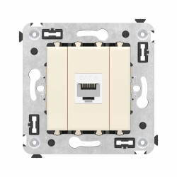 Компьютерная розетка RJ-45 без шторки в стену, кат.6 одинарная, Avanti, ванильная дымка