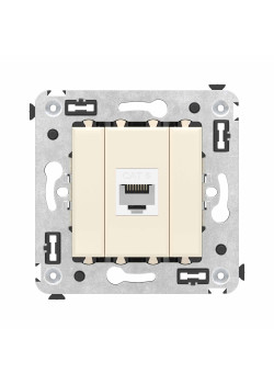 Компьютерная розетка RJ-45 без шторки в стену, кат.6 одинарная, Avanti, ванильная дымка
