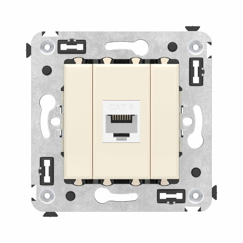 Компьютерная розетка RJ-45 без шторки в стену, кат.6 одинарная, Avanti, ванильная дымка