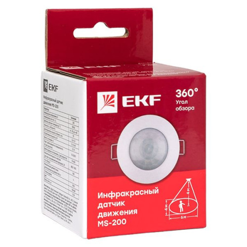ИК датчик движения встраив. 800Вт 360гр. до 6м IP20 dd-ms-200 EKF