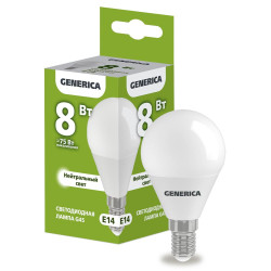 Лампа светодиодная/ Лампа светодиодная G45 шар 8Вт 230В 4000К E14 GENERICA