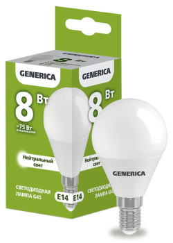 Лампа светодиодная/ Лампа светодиодная G45 шар 8Вт 230В 4000К E14 GENERICA