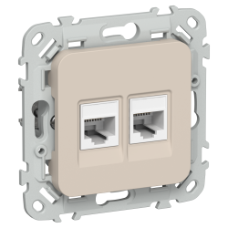 FLITE Розетка 2-местная компьютерная RJ45 категория 5Е UTP РК5е-2-0-ФлЛ льняной IEK