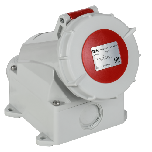 Розетка стационарная ССИ-1142 16А-6ч 380В 3P+PE IP67 IEK