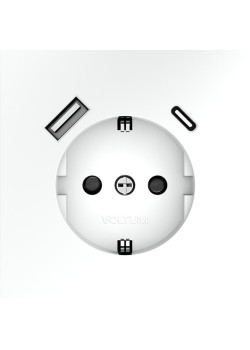 Розетка 1-м СП S70 16А с USB A+С с заземл. защ. шторки механизм бел. матов. Voltum VLS040502