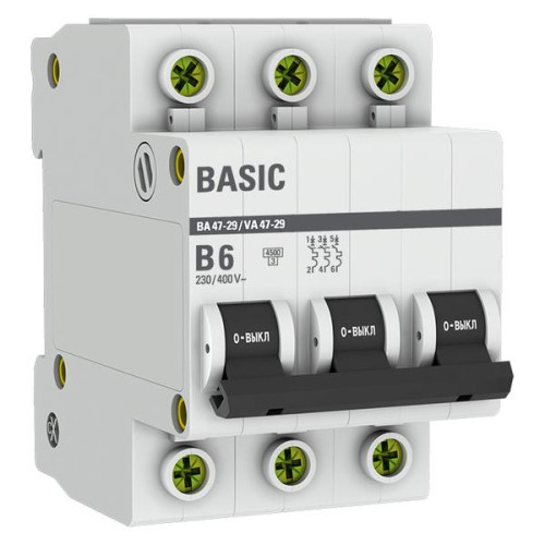 Авт. выкл. ВА 47-29 3P 6А (B) 4,5кА BASIC