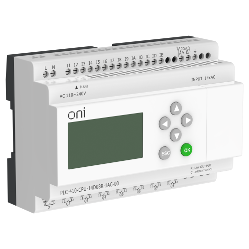 ПЛК 410 Модуль ЦПУ 14 DI 8 RO 220В AC с Ethernet портом с экраном ONI ПЛК 410 Модуль ЦПУ 14 DI 8 RO 220В AC с Ethernet портом с экраном ONI