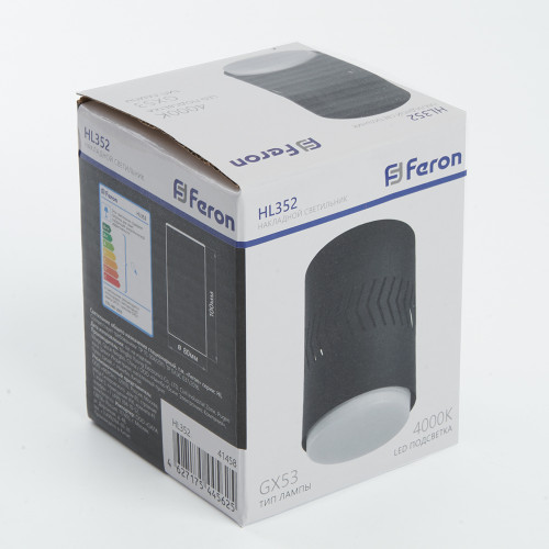 Светильник потолочный Feron HL352 12W, 230V, GX53 и подсветка 1W, 4000K, черный Светильник потолочный Feron HL352 12W, 230V, GX53 и подсветка 1W, 4000K, черный