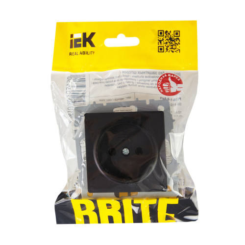 BRITE Розетка 1-местная без заземления без защитных шторок 10А РС10-1-0-БрЧ черный IEK