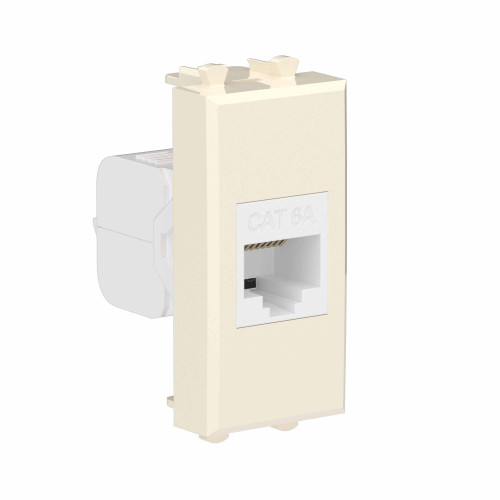 Компьютерная розетка RJ-45 без шторки модульная, кат.6А, Avanti, ванильная дымка, 1 модуль Компьютерная розетка RJ-45 без шторки модульная, кат.6А, Avanti, ванильная дымка, 1 модуль