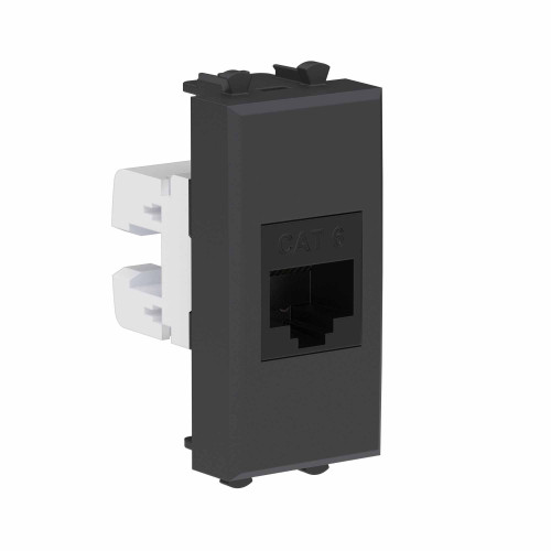 Компьютерная розетка RJ-45 без шторки модульная ,кат.6, Avanti, черный матовый, 1 модуль Компьютерная розетка RJ-45 без шторки модульная ,кат.6, Avanti, черный матовый, 1 модуль