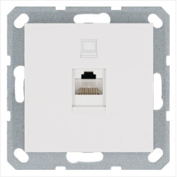 Розетка компьютерная 1-м RJ45 IP20 кат. 5E механизм бел. глянцевый Jasmart G6105W