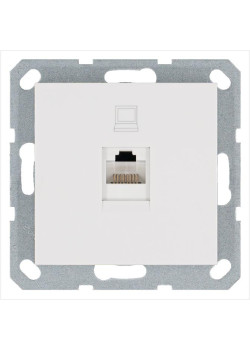 Розетка компьютерная 1-м RJ45 IP20 кат. 5E механизм бел. глянцевый Jasmart G6105W