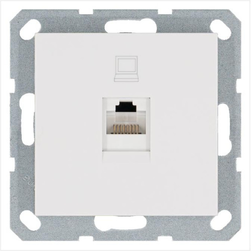 Розетка компьютерная 1-м RJ45 IP20 кат. 5E механизм бел. глянцевый Jasmart G6105W