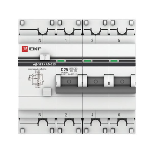 АВДТ АД-32 3P+N (S) 25А х-ка C 300мА тип AC эл. 4,5кА PROXIMA EKF