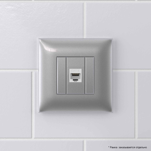 Компьютерная розетка RJ-45 без шторки в стену, кат.6 одинарная, Avanti, закаленная сталь