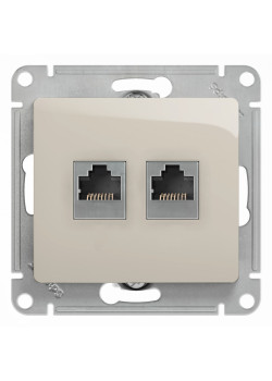 GLOSSA РОЗЕТКА двойная RJ11+RJ45 кат.5e, механизм, МОЛОЧНЫЙ