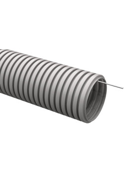 Труба гофрированная ПВХ тяжелая d20мм с протяжкой (уп.100м) ELASTA IEK EA-TG23-121-020-100-K41