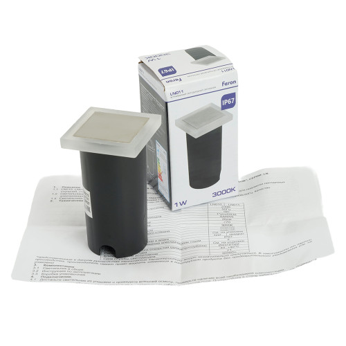 Светодиодный светильник Feron LN011 встраиваемый 1W 3000K, IP67, белый матовый/хром