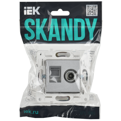 SKANDY Розетка двойная TV+RJ45 кат.5E SK-A14S серебряный IEK