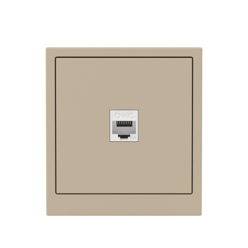 Компьютерная розетка RJ-45 без шторки, кат.6А одинарная,KANT, ванильный марципан