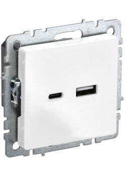 BRITE Розетка USB A+C 18Вт РЮ11-1-БрБ белый IEK