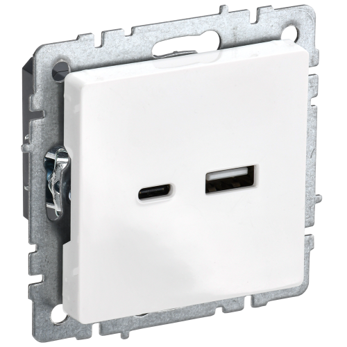 BRITE Розетка USB A+C 18Вт РЮ11-1-БрБ белый IEK