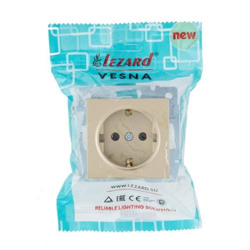 Розетка VESNA с заземл. ПБТ зол. LEZARD 742-3688-122B Розетка VESNA с заземл. ПБТ зол. LEZARD 742-3688-122B