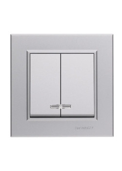 Выключатель 2-кл. СП Karea 10А IP20 сереб. с подсветкой Makel 56065023