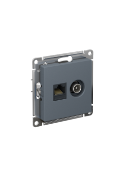 ATLASDESIGN РОЗЕТКА двойная ТВ + компьютерная RJ45 кат. 5e, механизм, ГРИФЕЛЬ