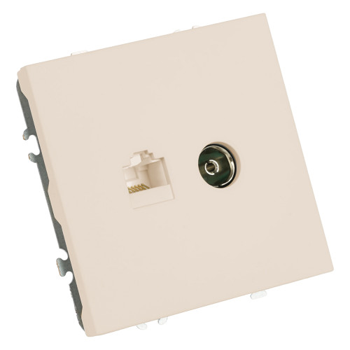 Розетка TV + компьютерная RJ-45 (механизм), STEKKER, серия Эмили, RST00-5106-08, кашемир, soft touch Розетка TV + компьютерная RJ-45 (механизм), STEKKER, серия Эмили, RST00-5106-08, кашемир, soft touch