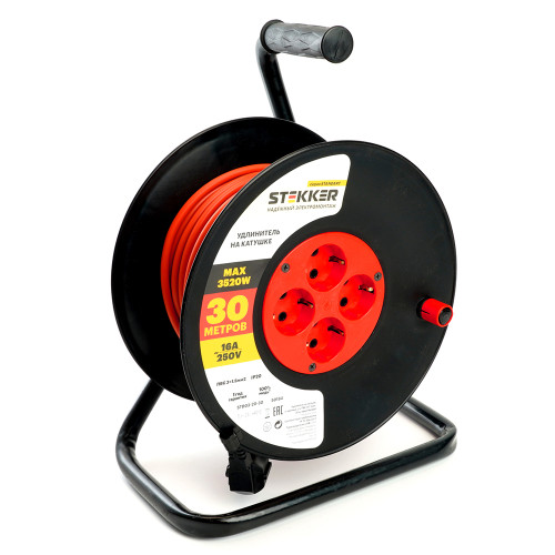 Удлинитель на катушке Stekker STD03-20-30 Standart 4-местный с/з ПВС 3*1,5, оранжевый, 16А, IP20,30м (50184) Удлинитель на катушке Stekker STD03-20-30 Standart 4-местный с/з ПВС 3*1,5, оранжевый, 16А, IP20,30м (50184)
