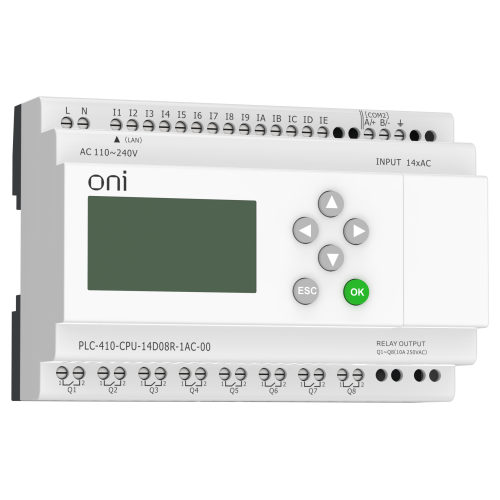 ПЛК 410 Модуль ЦПУ 14 DI 8 RO 220В AC с Ethernet портом с экраном ONI ПЛК 410 Модуль ЦПУ 14 DI 8 RO 220В AC с Ethernet портом с экраном ONI