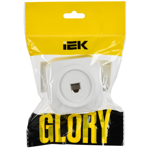 GLORY Розетка для открытой установки телефонная RJ11 РТ20-ХБм белый матовый IEK