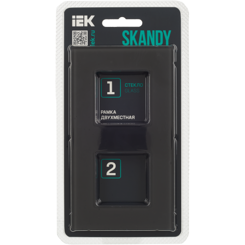 SKANDY Рамка 2-местная SK-F22G стекло графит IEK SKANDY Рамка 2-местная SK-F22G стекло графит IEK