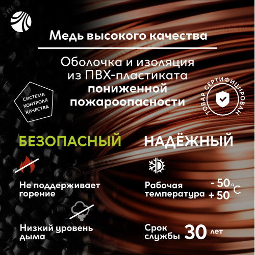 Кабель силовой ВВГнг(А)-LS 2х6пл -0.66 без заполнения Кабель силовой ВВГнг(А)-LS 2х6пл -0.66 без заполнения